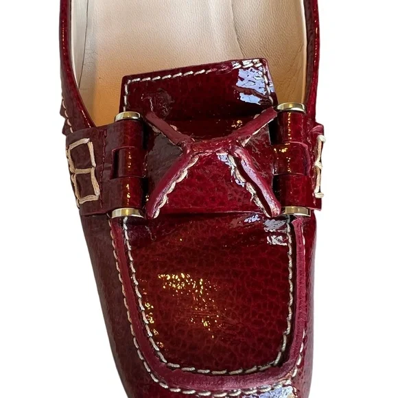 TOD'S Red Patent Leather Top-stitched Pumps Shoes Size 7 - Picture 7 of 7